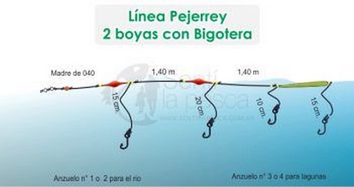 Línea Pejerrey 2 Boyas con Bigotera